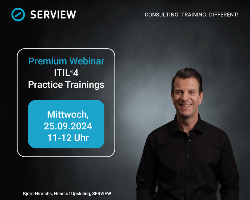 Wissen kompakt in 60 Minuten – SERVIEW Premium Webinare ITIL4 Premium Webinar Grafik