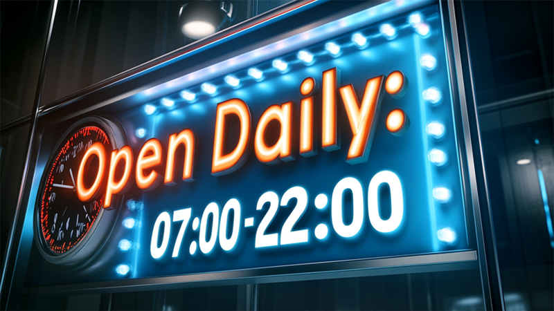 Ein Novum in der Branche: SERVIEW jetzt täglich von 07:00 bis 22:00 Uhr erreichbar! SERVIEW open daily: 07:00-22:00 Aufschrift