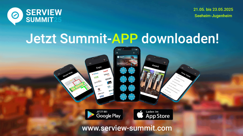Grafik SERVIEW Summit25 App Mockup